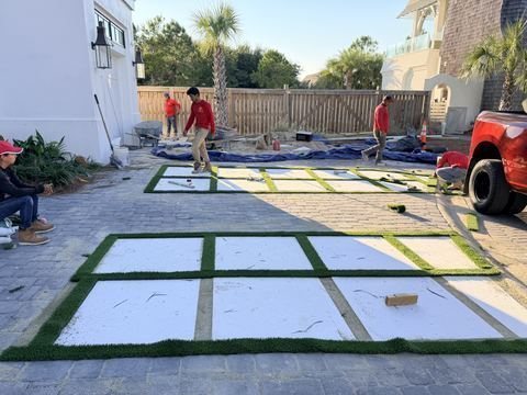 Fénix Paver Landscape crew installing pavers, Destin FL